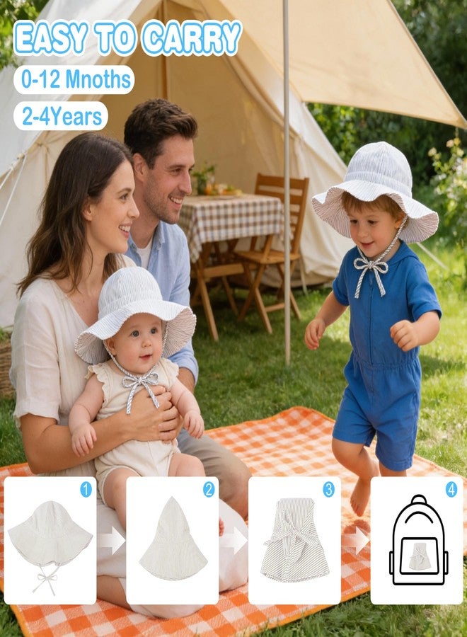 Zando UPF 50+ Baby Sun Hats 0-6 Months - Wide Brim Baby Bucket Hat 0-6 Months with Adjustable Strap Summer Newborn Infant Sun Hats for Babies 0-3M for Beach Pool Camping Walking Trips Party Beige XS - Image 4